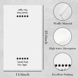 Funny Kitchen Towels Bar Towels Gifts for Bartender Women Men Wine Lovers Would Drink Here Again Bar Kitchen Decor Waffle Weave Tea Towels Hand Towels Dish Towels for Kitchen 14×23 Inches