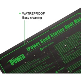 iPower GLHTMTM-A 20" x 20" Waterproof Durable Seedling Heat Mat Warm Hydroponic Plant for Indoor Gardening Germination Starting, black