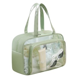 DAPOWER Travel Toiletry Bag for Women and Men, Beach Bag Waterproof Sandproof, Large Clear Tote for Gym Pool Beach Summer Vacation (Green)