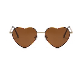 QVKUUT Vintage Heart Sunglasses Women's Polarised Festival Heart Shape Sunglasses, Leopard Print / Brown