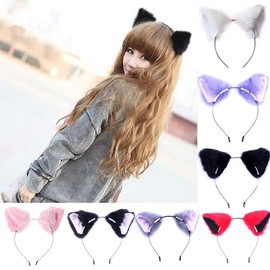 Cute Cat Fox Ear Long Fur Hair Headband Fashion Girl Anime Cosplay Party Costume