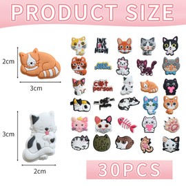 YSDYY 30 Pieces Of Cat Shoe Buckles, Cartoon Animal Shoe Flowers, Diy Cute Shoe Decoration Buckles, Funny Cat Shoe Flowers, Shoe Accessories Decoration
