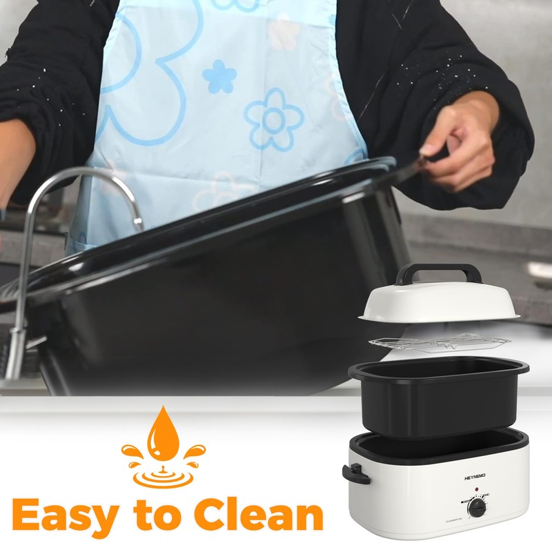 24 Quart Electric Roaster Oven with Visible & Self-Basting Lid,