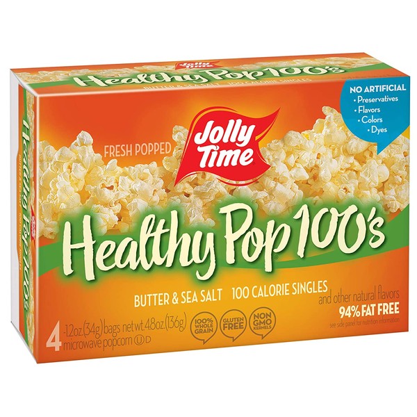 Jolly Time 100 Calorie Healthy Pop Butter Microwave Pop Corn - 4 CT (pack of 12), Package may vary