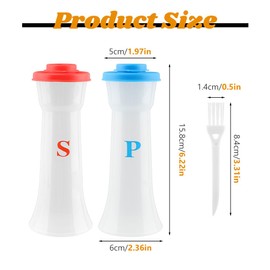 2 Pcs Plastic Salt And Pepper Shakers With Lids, Salt And Pepper Containers, Hourglass Spice Jar Dispenser for Camping Outdoors Kitchen Lunch, Moisture-Proof(COLOR:Red+Blue)