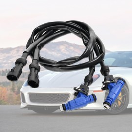 1202863, 1253558 2PCS Fuel Injector with Pigtail Harness Compatible with Polaris Ranger/RZR/Sportsman 700 800 EFI 2005-2014