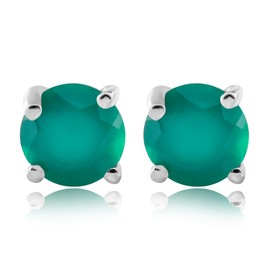 Green Onyx 925 Sterling Silver Stud Earrings For Women & Girls, 4mm Hypoallergenic Stud, Birthstone, Cartilage Earring, Solitaire