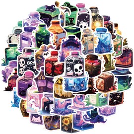 Magic Potion Stickers, 50PCS Cute Aesthetic Apothecary Potion Decals for Boys Girls Teens, Vinyl Waterproof Boho Witchcraft Stickers for Phones