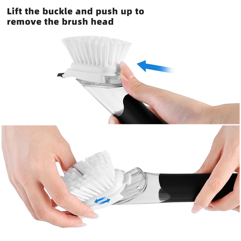 SUBEKYU Dish Brushes with Soap Dispenser, Kitchen Dish Scrubber Brushes