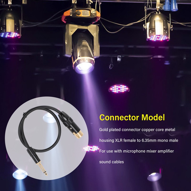 XLR Female to 6.35mm Mono Male Cable Gold Plated Connector