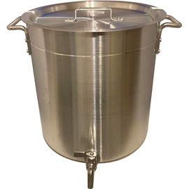 24 qt Aluminum Stock Pot with Spigot Spout + Lid Cover: Heavy-Duty 6 Gallons Kettle with Faucet Drain Valve Tap to Pour