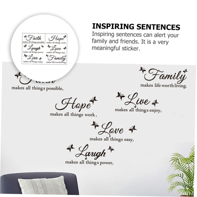 TEHAUX Easy Peel Paste PVC Wall Sticker Inspiring Sentences Alphabet