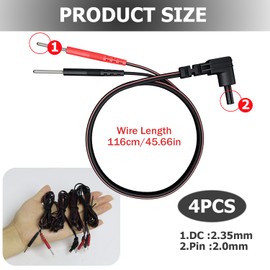 4Pack Lead Wires for TENS, Flexible 2.35mm Electrode Cables with 2mm Pin Connectors Compatible with TENS Electronic Therapy Machines