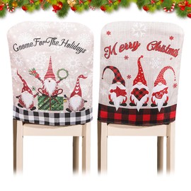2 Pcs Christmas Chair Covers,Christmas Chair Back Covers Christmas Seat Covers Christmas Chair Slipcovers,Christmas Dining Room Chair Covers Santa Claus Chair Covers for Christmas Home Decoration