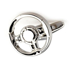 MRCUFF Steering Wheel Car Auto Racing Race Pair Cufflinks in a Presentation Gift Box & Polishing Cloth