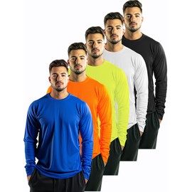 Yafanqi 5 Pack Mens Long Sleeve Shirts Quick Dry Moisture Wicking Athletic Running Gym Workout T Shirts