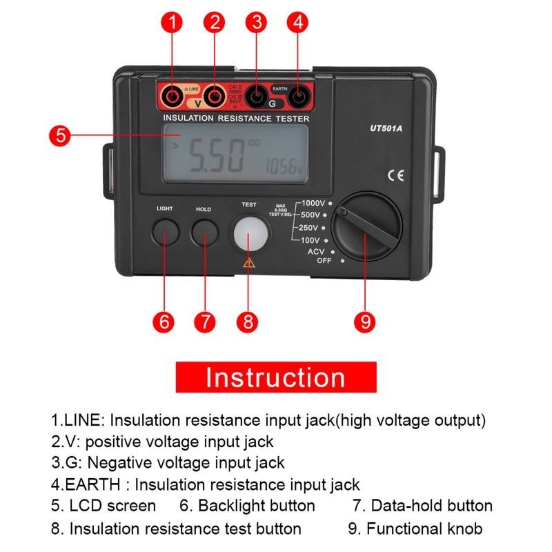 Uni T UT501A 1000V Insulation Multimeter Voltmeter Tester