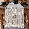 Fecialy Macrame Table Runner Farmhouse Boho Beige Table Runner with