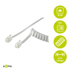 Goobay 68601 Handset Cable, CCA, White, 4m Length
