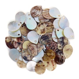 Firstmeet 60pcs Shell Beads Natural Mussel Shell Waterdrop-Shape Charm Beads with Iridescent Back for Handcraft Jewelry Making(DIY-1023-Nature-WD)