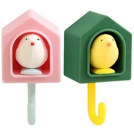 Cabilock Creative Sticky Hook - Fun Bird Design Adhesive Wall Hooks for Key Holder Coat Hanger and Bathroom Decor 3.63X1.83X1.36 Inch Assorted Colors
