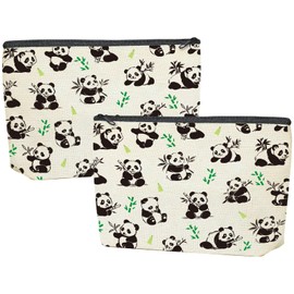 CREATCABIN Panda Cosmetic Bag Travel Make Up Bag Pencil Case 18 x 25 cm Portable Animal Bamboo Design Small Toiletry Bag Graduation Birthday Friendship Gifts for Women Students