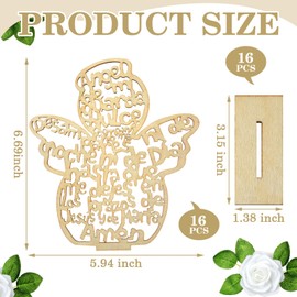 Yuntau 16 Pcs Wooden Baptism Centerpieces for Table Centro De Mesa para Bautizo Cruces Religious Catholic Table Decor Christening Communion Baby Shower Wedding Party Favors(Guardian Angel)
