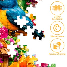 300 Piece Jigsaw Puzzle for Adults, Birds Flower Puzzles 300 Pieces for Adults Fit Together Perfectly, Challenging Puzzle for Friends Family Activity Game Nights- Finished Size 20.5×15