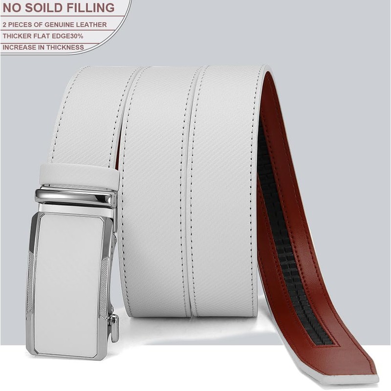 YOORAN Men's Belt Ratchet Leather Belt Automatic for Suit Business