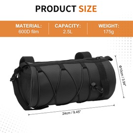 SUIKIHUM Bike Handlebar Bag, 2.5L Front Bicycle Storage Convertible Waterproof w/Shoulder Strap for Road Mountain Bikes Cycling, Black