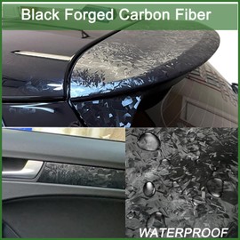 Forged Carbon Fiber Vinyl Wrap Self Adhesive Film, Matte Black Vinyl Wrap Bubble Free with Air Release Technology, Perfect for DIY Cars Motorcycle Protection (Black Forged Carbon, 1ft x 5ft)