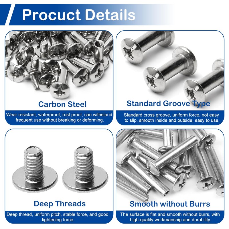 MroMax M4 Binding Screw, M4 x 16mm Nickel Plated Carbon