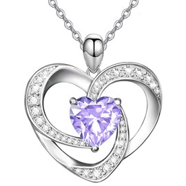 Suyi June Birthstone Necklace Heart Sterling Silver Necklace Birthday Gift Birthstone Jewelry for Women