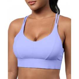 Grace Form Sports Bra for Women Strappy Medium Support Push Up Padded Sports Bra for Running Workout Bra Yoga Bra