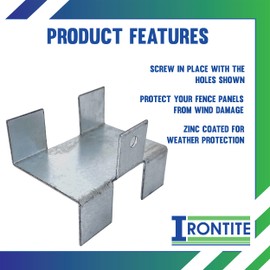 IRONTITE® Pack of 4 Gravel Board Clips, Screw in Fence Panel Clips to Help Keep Your Panels Secure by Screwing to Your Gravel Boards (BZP)