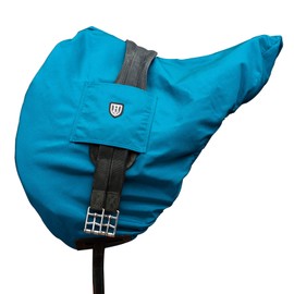 Harrison Howard Premium Waterproof/Breathable Fleece-Lined Long-lasting Outer Damage Protection Saddle Cover for Dressage Azure Blue