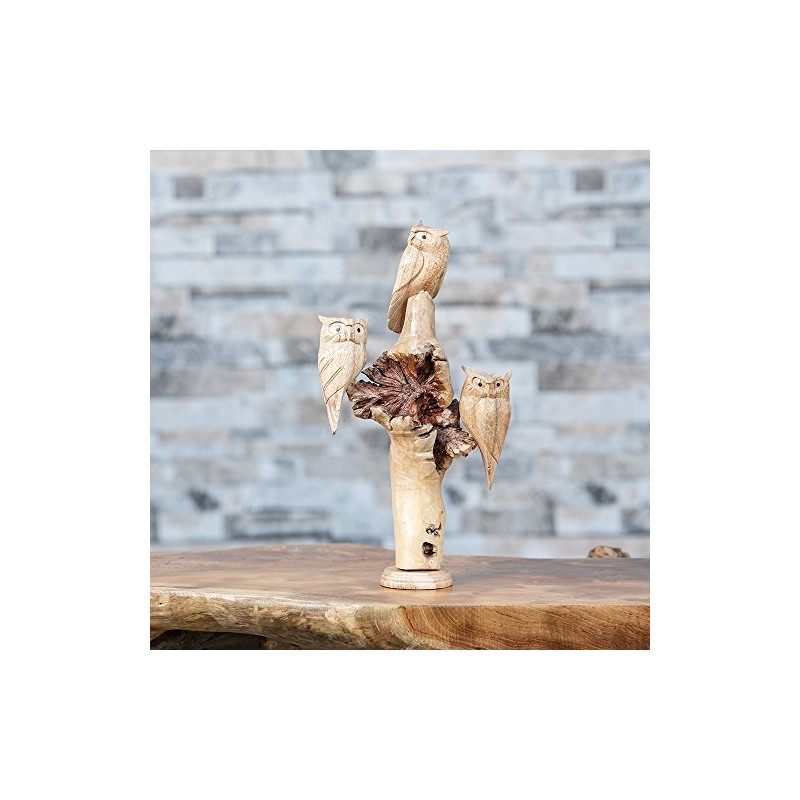 Garden Age Supply Hand Carved Wood Owl Carving - Decorative