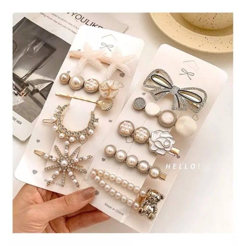 FairyBae 10kit Broche Pinza Pasador Cabello Demoda Perlas Flores H010