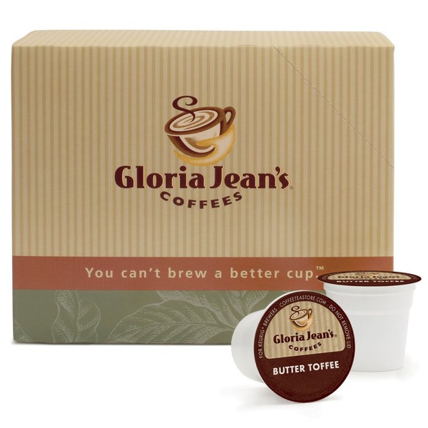 Gloria Jean's Coffee, Toffee de mantequilla, K-Cup Portion Pack para Keurig Brewers