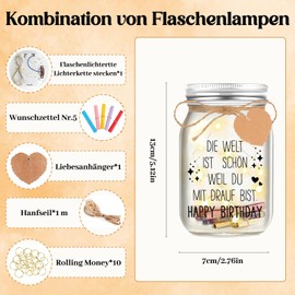 Hiipeefeel Geburtstagsgeschenk für Frauen, LED Flaschenlicht, Geldgeschenke Verpackung Geburtstag, Geschenk für Frau Beste Freundin Mama Schwester Tochter Mädchen