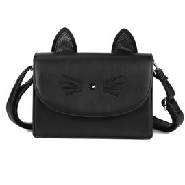 AFKOMST Cute Purses for Teen Girls Small Shoulder Bag and Handbags Cat Gift for Kids, black, cat-themed