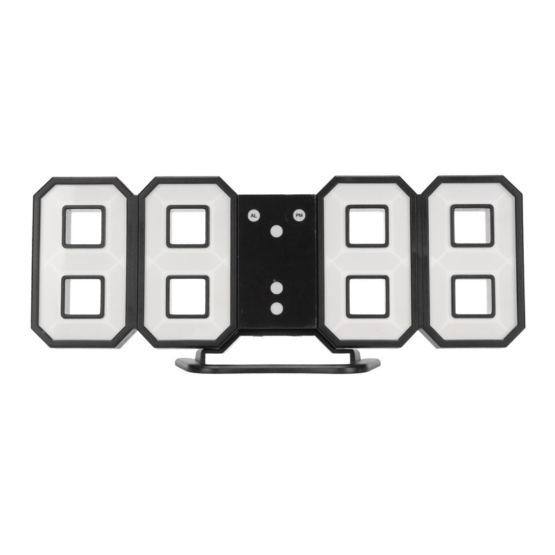 3D LED Digital Desktop Clock Dimmable Snooze Time Memory 12