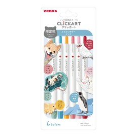 Zebra WYSS22-DC-6C Water Based Markers, Clickert, Animal Color, Limited 6 Color Set