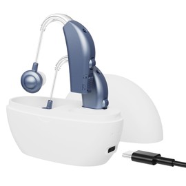 Digital Hearing Amplifier - Personal Hearing Enhancement Sound Amplifier Pair, Rechargeable Digital Hearing Amplifier with All-Day Battery Life, Modern Blue