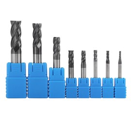 8 Pieces Drill Attachments/End Mill Set, 2-12 mm 4 Flutes Carbide End Mill Set Made of Tungsten Steel Cutter Tool Kit for Aluminium, Copper, Carbon Steel, Cast Steel, Steel Alloys