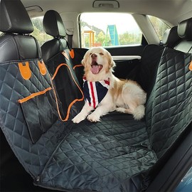 Tail treasures Back Seat Extender for Dogs – Waterproof Dog Car Seat Cover with Mesh Window | Non-Slip, Scratch-Resistant & Durable | Ultimate Dog Hammock for Car & SUV Travel