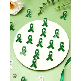 JUNEBRUSHS 36pcs Green Ribbon Lapel Pins Mental Health Awareness Brooch Badge for Mental Health Awareness Teens Adults Children Party Event Favors Decor Accessories