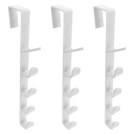 TEHAUX 5 Section Hook Over Door Towel Hanger Door Hanger Back Hat 3 Pack Space Saver for Coats Clothes Umbrellas