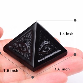 QLRSUXN Black Obsidian Healing Crystal Pyramid,Natural Stone Pyramid for Meditation, Reiki Energy, Chakra Balancing,Energy Enhancement - Great Gift for Home Decor, Office Desk, and Spiritual Practices