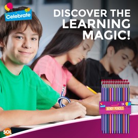 SOL 24pk Bendy Pencils Party Bag Fillers for Kids Unisex Kids Pencils Party Bag Ideas, Kids Party Favours and Kids Stationry Prizes for Kids, Great Classroom Prizes for Kids and Event Party Fillers